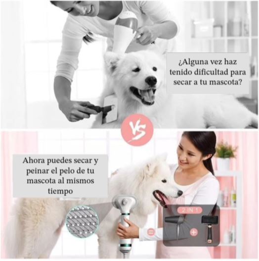 Cepillo Secador 2 en 1 para Mascotas